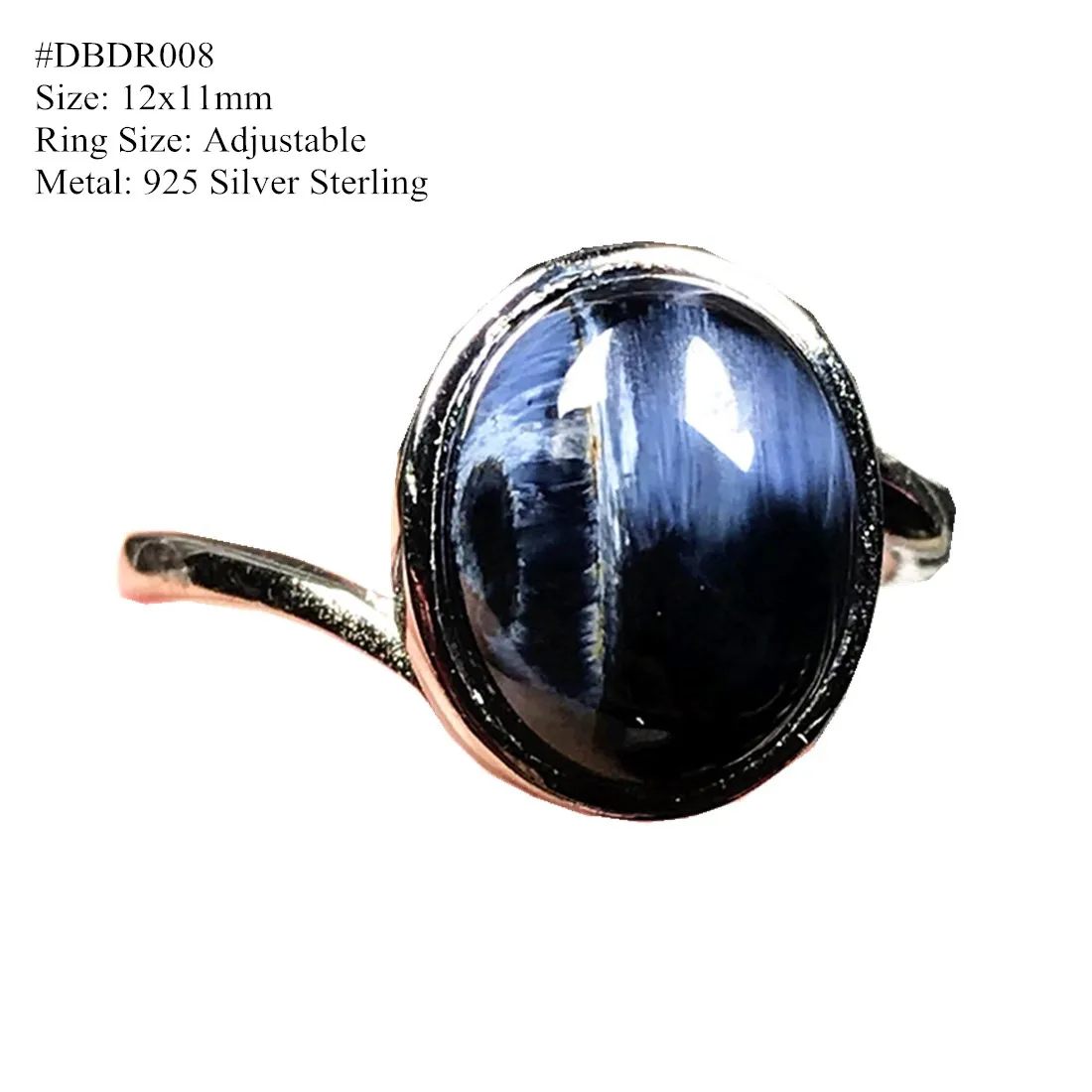 

Top Natural Blue Pietersite Ring Silver Sterling Jewelry For Women Man Oval Beads Namibia Energy Gemstone Adjustable Ring AAAAA