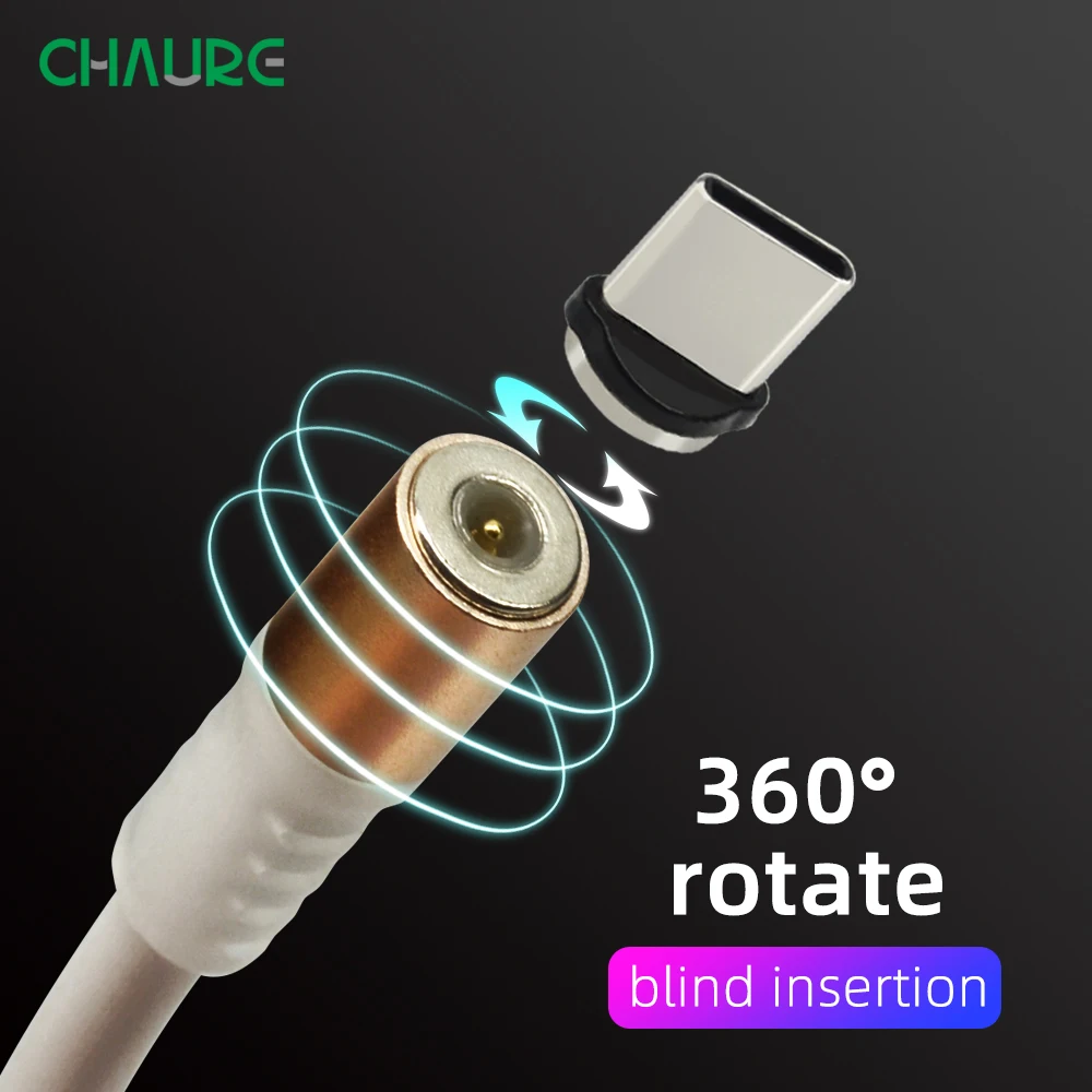 CHAURE для интерфейса c-типа вращающийся на 360 ° и слепой вставляемый кабель для Huaweip30 Интеллектуальный голосовой контроль светодиодный usb-кабель