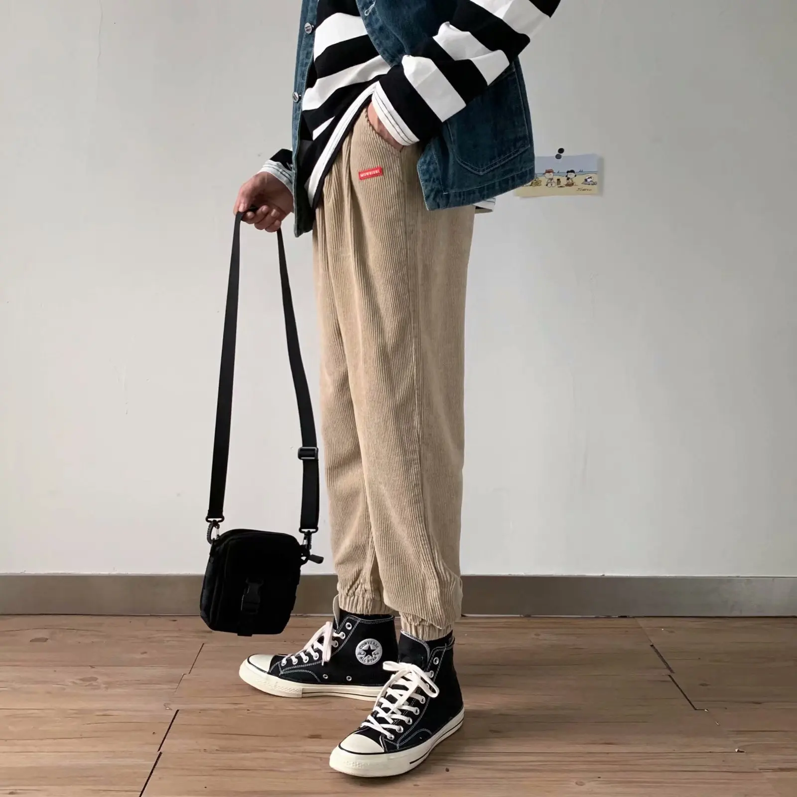 2019 мужские хлопковые повседневные брюки с принтом вельветовые эластичные штаны