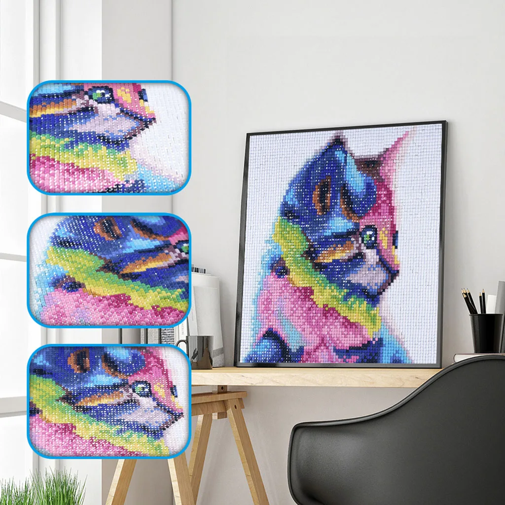 

5D Diamond Embroidery Lovely Cat Picture of Rhinestones Diamond Painting Cross Stitch Animal Full Square Diamond