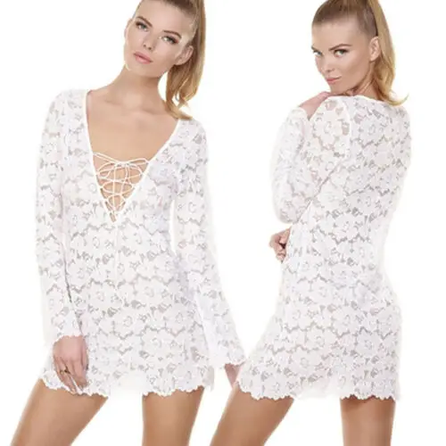 Летняя женская кружевная Сексуальная Пляжная накидка купальный костюм