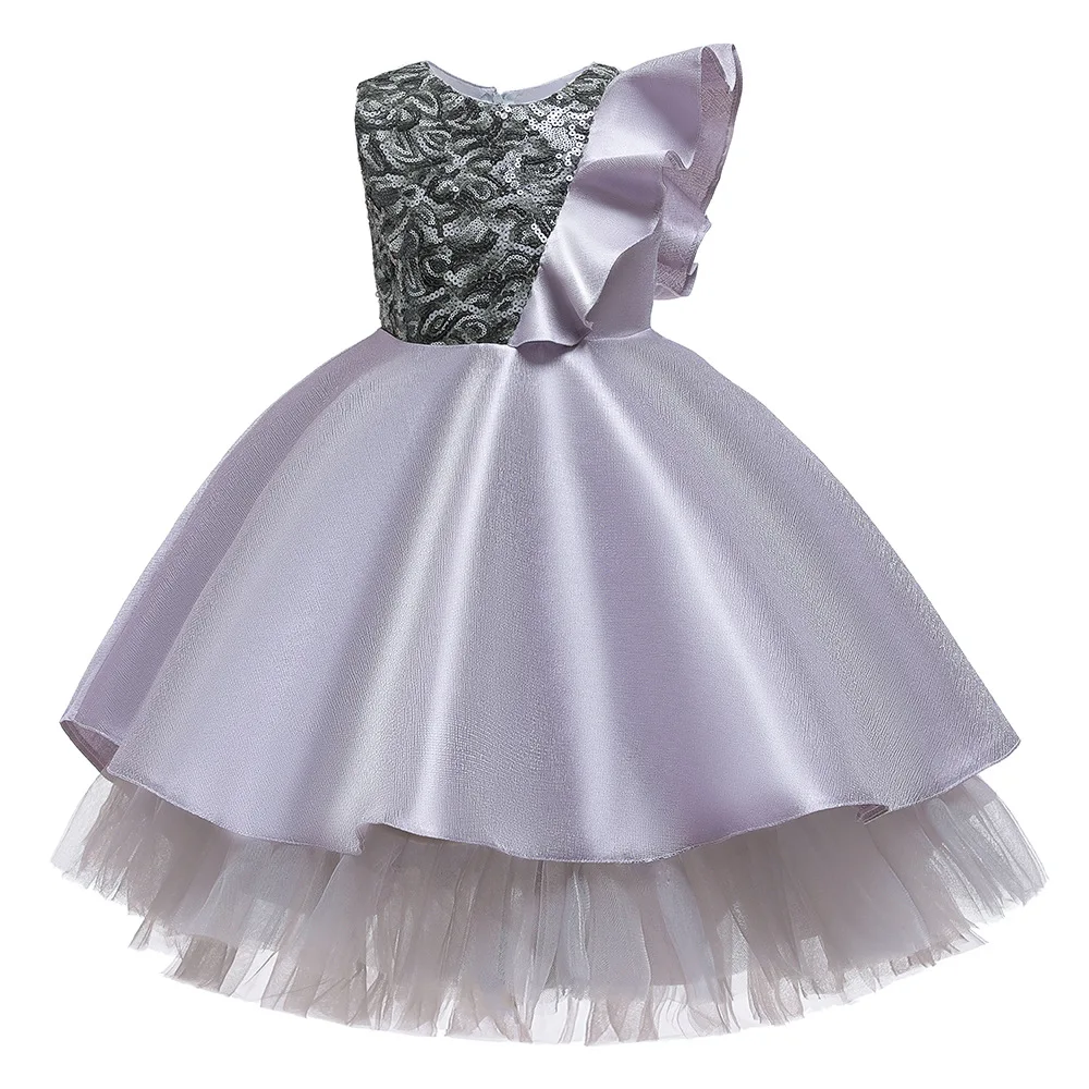 

Newest Cute Girl Ball Gown Elegant Children's Party Dress Fuchsia Kids Flower Girl Dresses