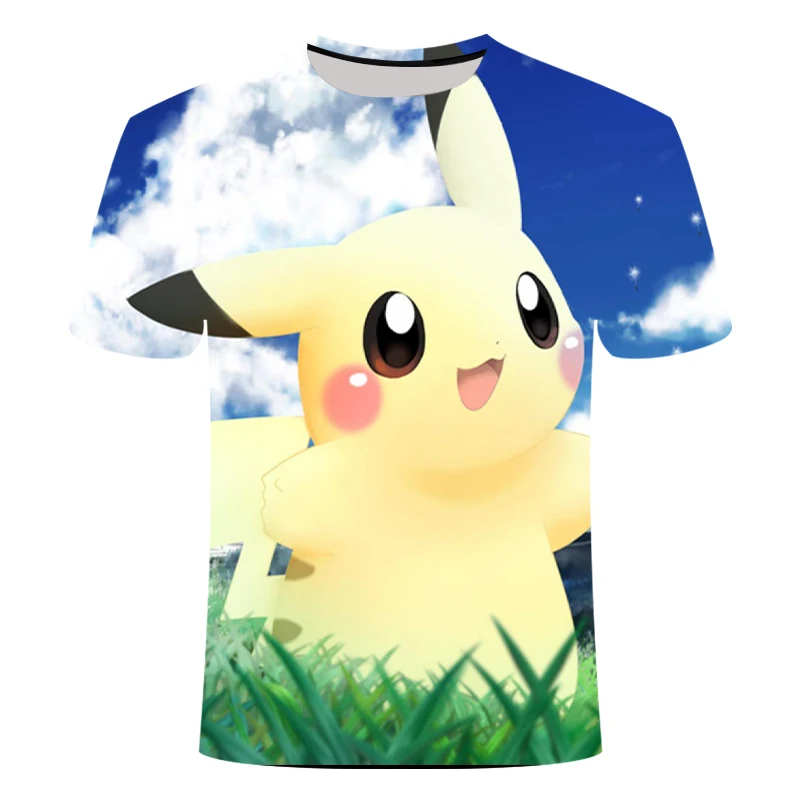 New 3D Movie Detective Pokemon Pikachu T-shirt For Boy/girl Tshirts Fashion Summer Casual Tees Anime Cute Cartoon Clothes