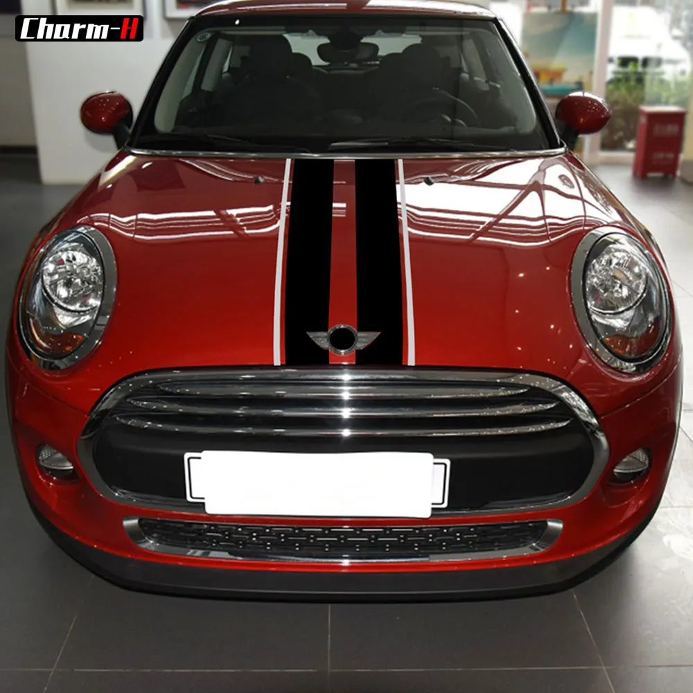 Автомобильный Стайлинг капот в полоску Виниловые наклейки Наклейка для Mini Cooperf55