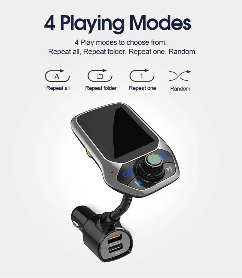 Bluetooth автомобильный FM-передатчик 2-в-1 беспроводной аудио адаптер mp3-плеер
