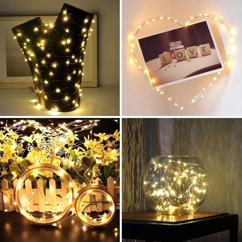 

1m 2m 3m Fairy Lights Copper Wire LED String Lights Christmas Garland Indoor Bedroom Home Wedding Decoration Battery Powered