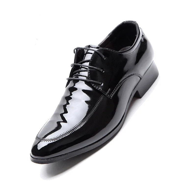 

2021 New Shiny Business Dress Shoes Men's Lace-up Casual Shoes Polished Shoes Patent Leather Designer Men Shoes Wedding Shoes