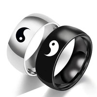 silverbalck 8mm women mens wide ring stainless steel coupler rings chinese vintage tai ji yin yang gossip punk jewelry gifts