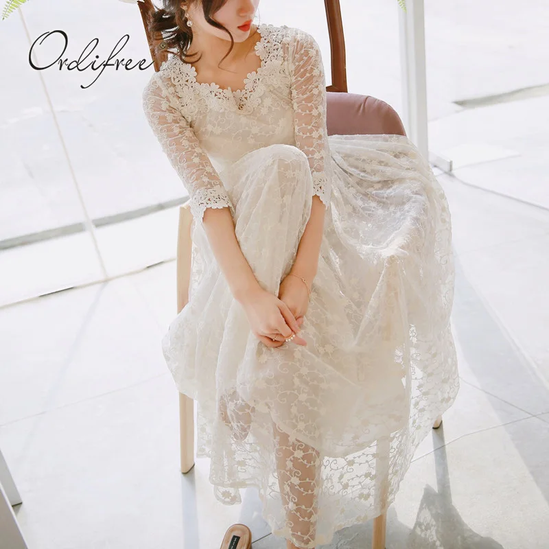 Женское длинное платье Ordifree Пляжное Платье туника с вышивкой в богемном стиле