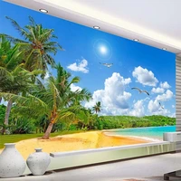 custom any size mural wallpaper 3d stereo seaside scenery coconut tree landscape wall painting living room tv sofa hotel fresco