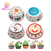 deouny 100pcs christmas cake paper cups cupcake liner muffin box case party tray baking mold cake decorating tools accessories