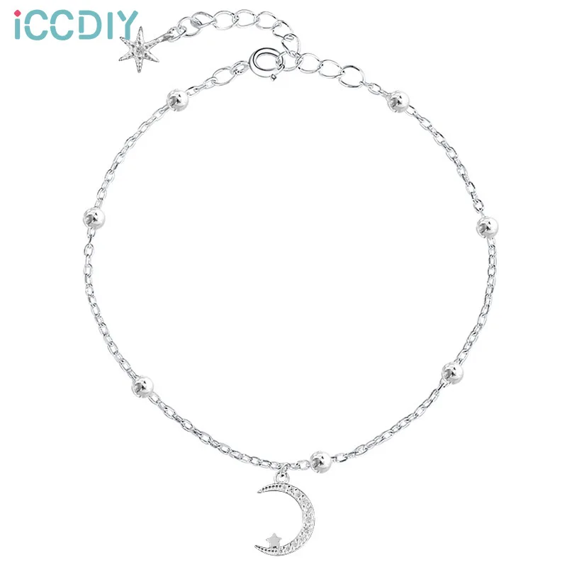 

Small fresh and soft girl bracelet female cute shiny crescent bracelet sweet Korean student round beads star moon bracelet