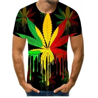2021 best selling mans t shirt new summer round neck short sleeve t shirt green plant leaves 3d printed top high quality