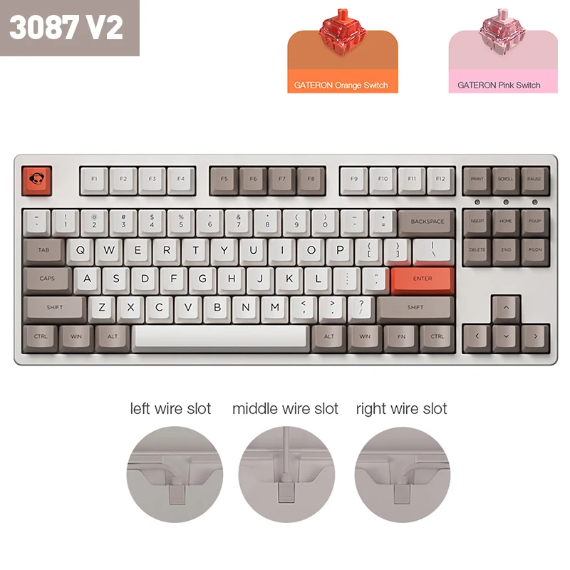 

87 клавиш игровая механическая клавиатура 85% PBT Keycap OEM Profile Gateron оранжевый/розовый переключатель Type-C Проводная макро четкость N-Key
