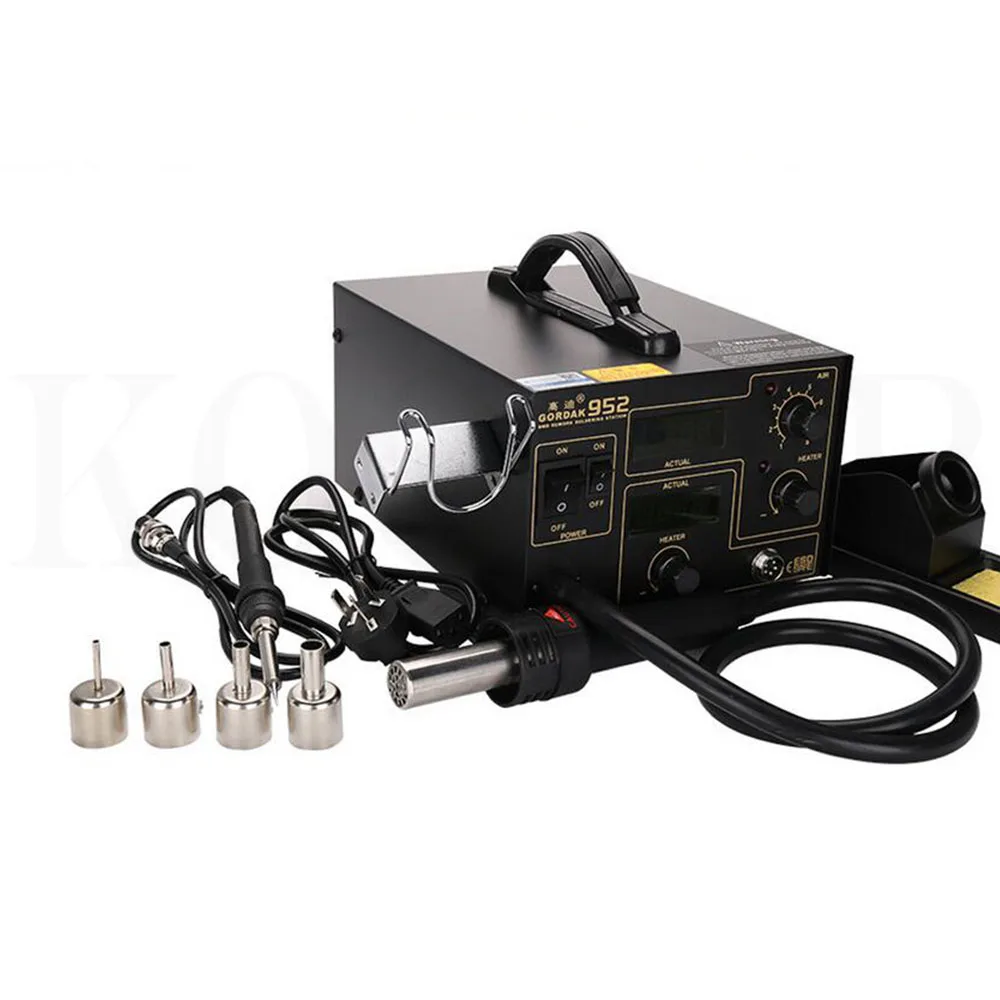 Gordak 952 220V SMD Термовоздушная паяльная припоя паяльной станции Тепловая пушка+ Электрический паяльник
