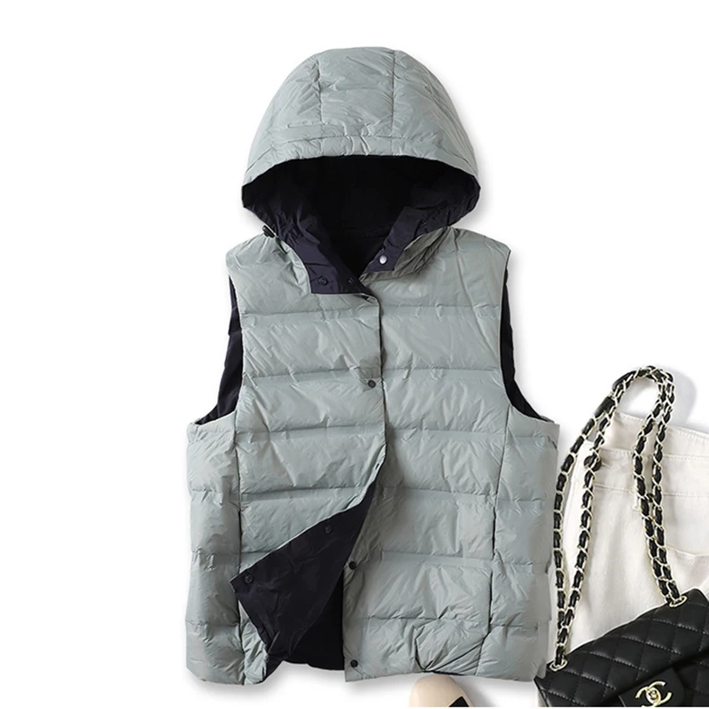 

Зимний жилет SEDUTMO с капюшоном, женские куртки на утином пуху, теплый короткий жилет, Осенние повседневные облегающие парки оверсайз ED1262