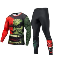 2pcsset men tracksuit gym exercise compression sports suit running jogging sport wear mens rashguard mma tights clothes suits