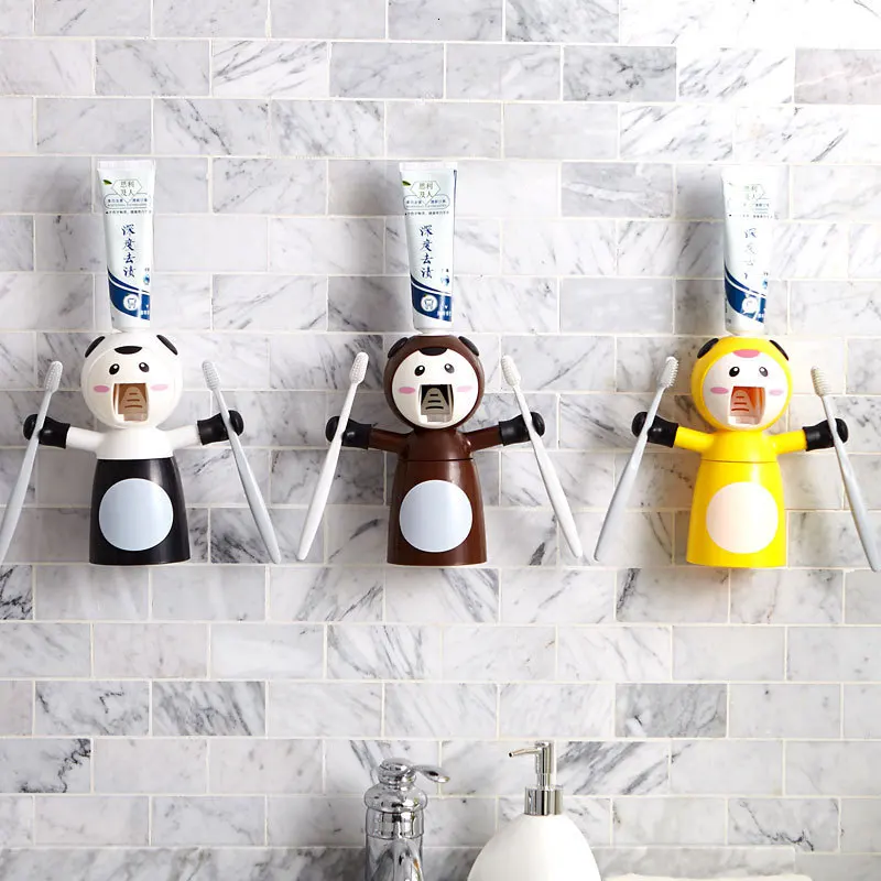 Милый мультяшный держатель для зубных щеток автоматический диспенсер зубной