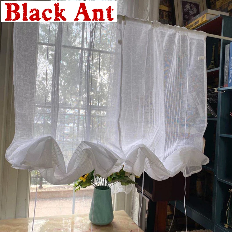 Корейская льняная штора для поднятия двери занавеска кухни ванной комнаты белая