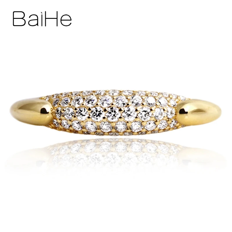 

BAIHE Solid 14K желтое золото 0.28CT H/SI круглые натуральные бриллианты для помолвки женские модные ювелирные украшения красивые бриллианты Подарочн...