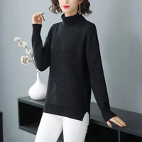 sweater female for autumn winter 2021 ladies long sleeve women turtleneck tricot pullover gray22