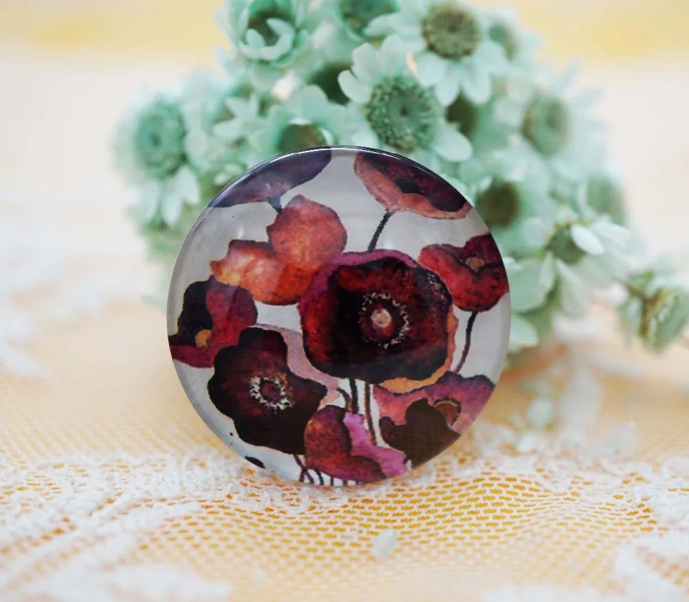 Круглый стеклянный кабошон в форме цветка для изготовления браслетов ожерелий