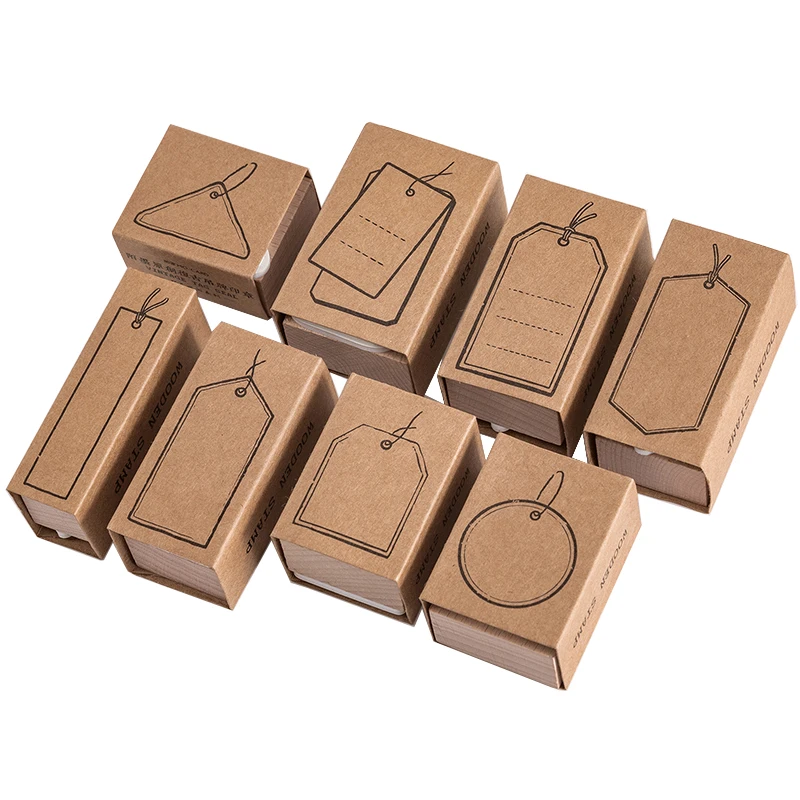 Винтаж серии бирки деревянный штамп в виде геометрических фигур этикетка