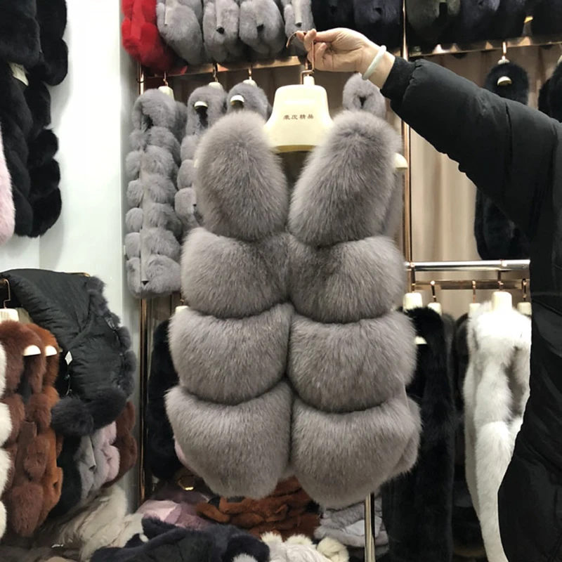 

rf0132 Real Fur Vest Fox Fur Waistcoat 100% Full Pelt Fashion Sleeveless Woman's Fox Fur Vest