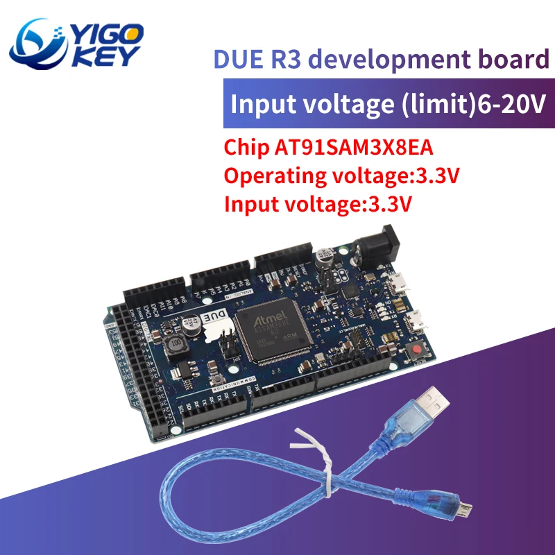 

Official Compatible DUE R3 Board SAM3X8E 32-bit ARM Cortex-M3 / Mega2560 R3 Duemilanove 2013 For Arduino Due Board With Cable