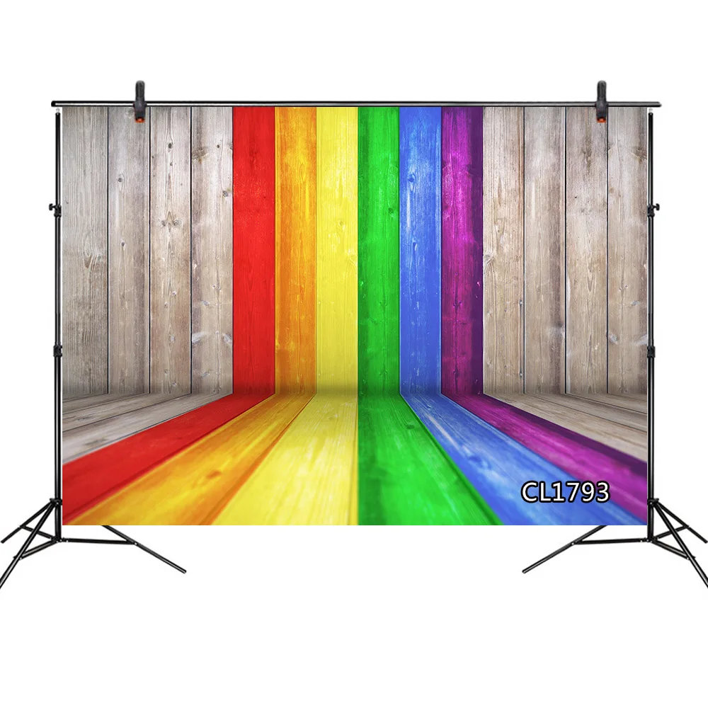 

LB полиэстеровый виниловый Фотофон Радужная деревянная доска фон для фотосъемки винтажный деревенский многоцветный Фотофон для студии