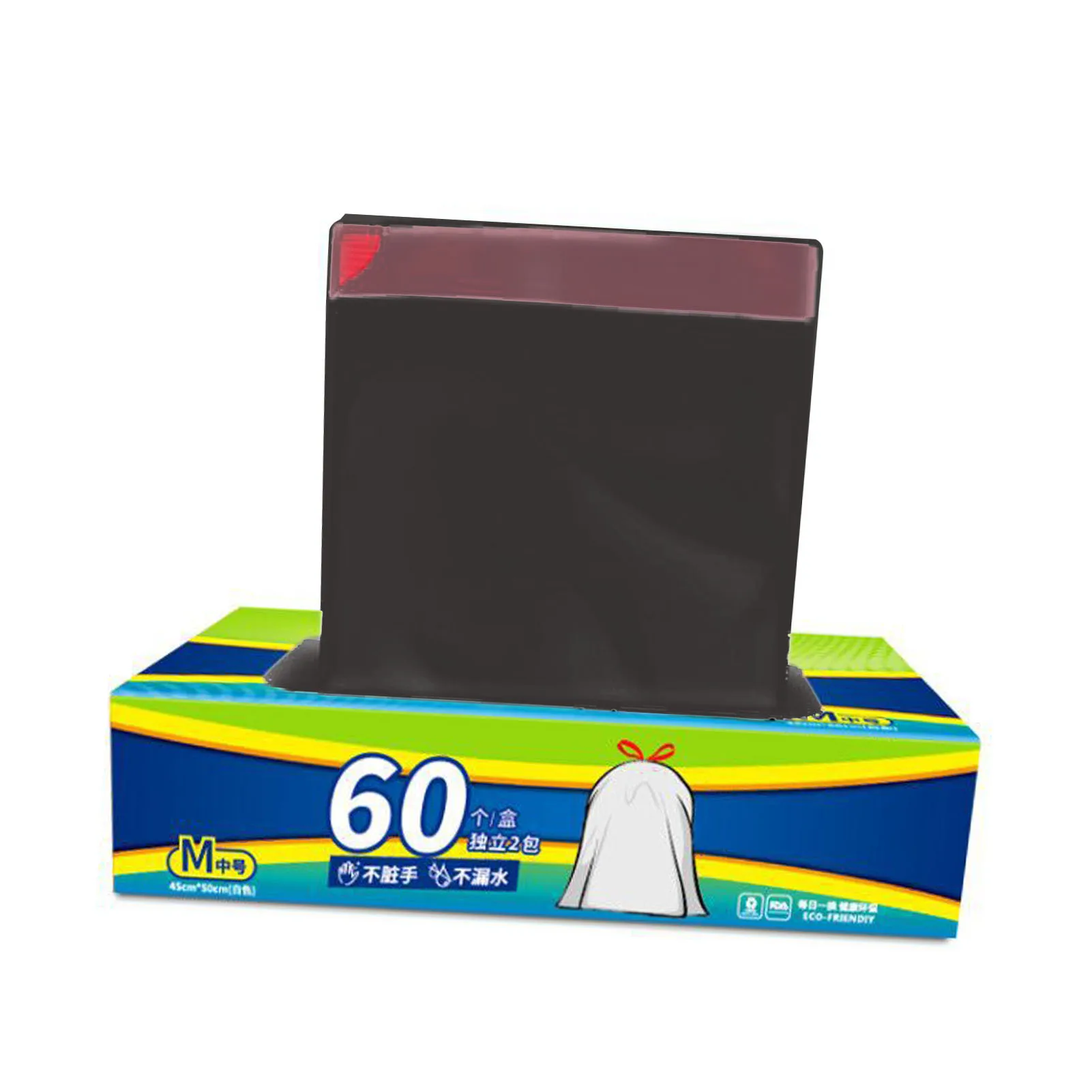 

60PCS Disposable Garbage Bags Drawstring Kitchen Trash Bag Portable Disposable Household Plastic Bag 45/50cm