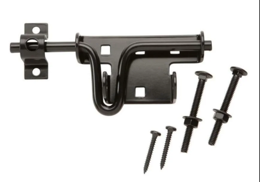 

Self Locking Gate Latch Automatic Gravity Lever Fence Gate Lock for Wood Fence Gate Door Latches Steel Black Combination Lock