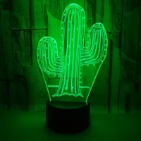 3d cactus lamp led childrens night light bedroom night lamp 7 color change room decor lights touch remote birthday gifts