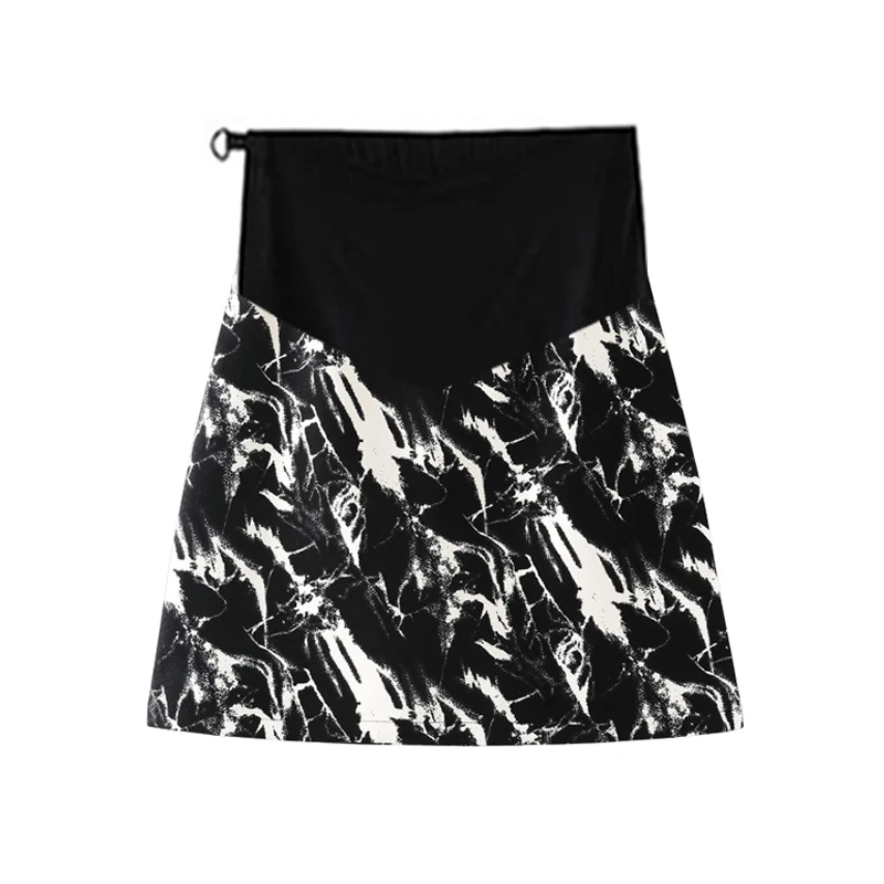 

6031# Vintage Retro Tie Dyed Maternity Skirt Chic High Waist Slim A-line Hip Wrap Skirt Clothes for Pregnant Women Pregnancy