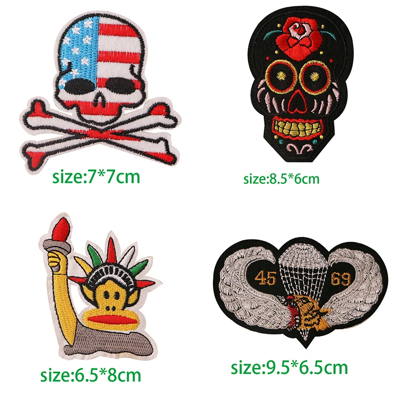 1 шт. красные и синие дизайнерские значки в виде черепа нашивки для одежды вышитые