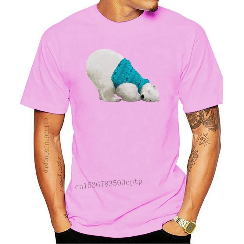 

Новинка 2021, модная футболка с коротким рукавом с милым рисунком животного для мужчин, бирюзовая рубашка с белым медведем, свитер
