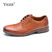 men dress shoes man brogue vintage carved genuine leather lace up shoes mens casual oxford formal shoes large size 2022 trend
