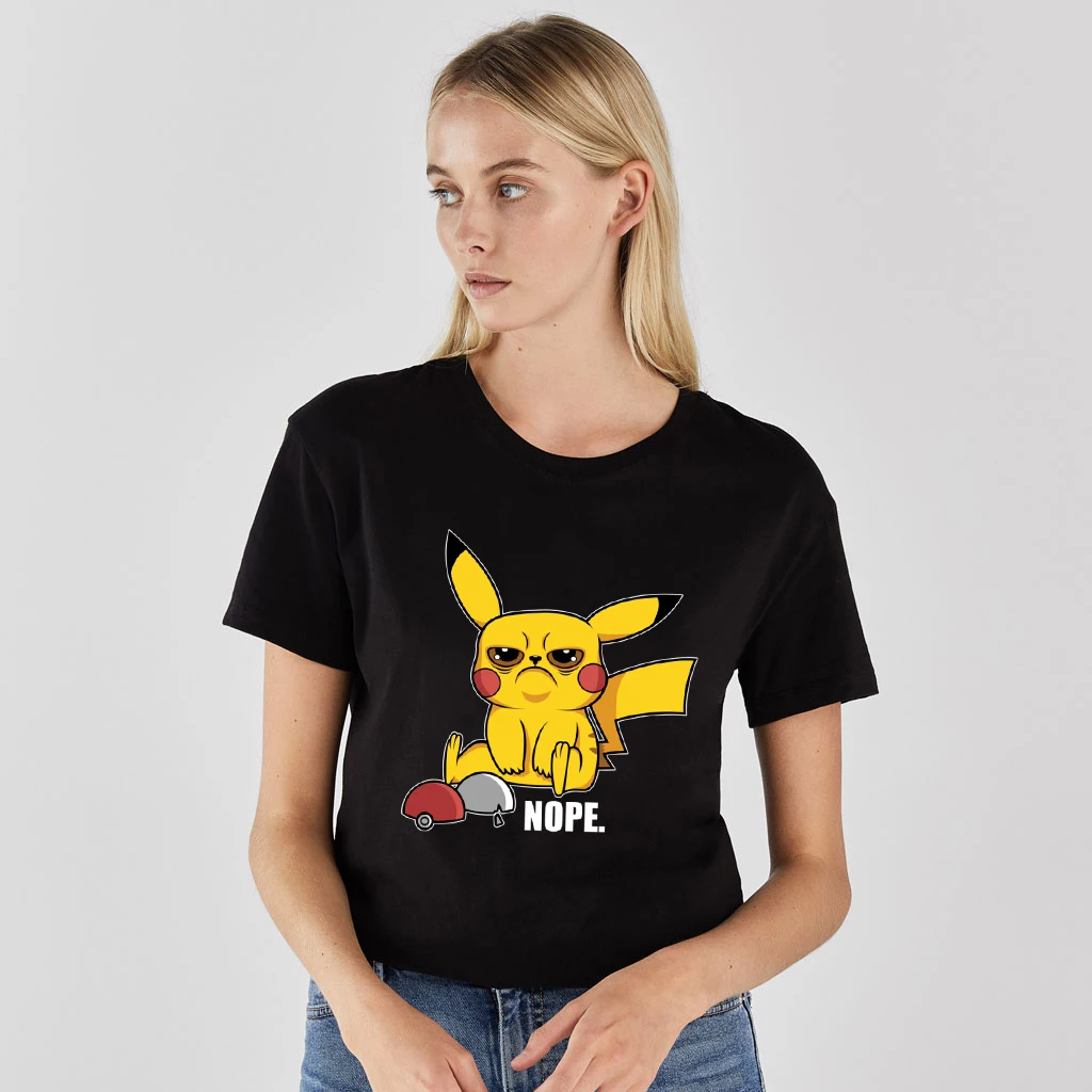 Camisetas Hombre 5 Kawaii Pika/женская футболка с рисунком NO COFFEE NO WORKEE, лето, свободная футболка с рисунком, топ с короткими рукавами, плотно прилегающий Мягкий Топ для девочек - Цвет: Camisetas Hombre 5