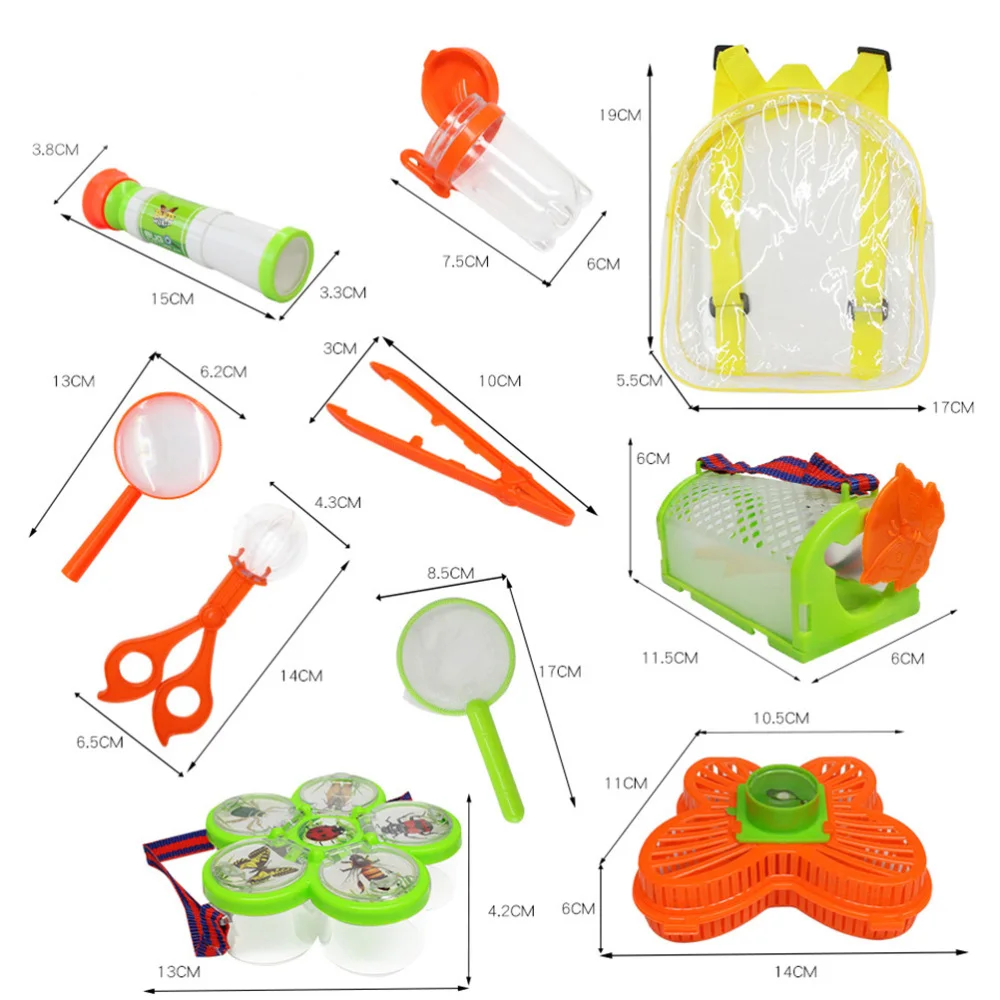 

22Pcs Insects Toys Set with Telescope Insect Net Outdoor Insect Observation Box Capture Kit Kids Scientific Educational Toys (In