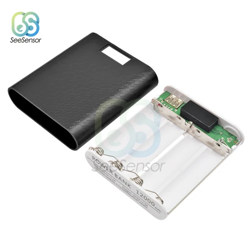 Black 4X18650 USB банк питания зарядное устройство чехол DIY корпус коробка с экраном дисплея для iPhone Android смартфон - Цвет: Black
