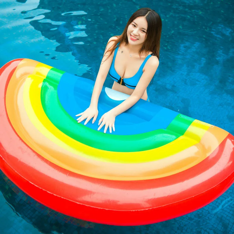 

Inflatable Swimming Floating Row Giant Rainbow Adult Swimming Pool Floating Bed Mattress Lifebuoy Raft Swimming Pool Toy