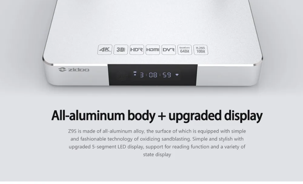 Zidoo Z9S Smart Android 7,1 tv Box 1000M LAN 4K HDR телеприставка Realtek RTD1296DD 2 Гб ram 16 Гб rom SATA 3,0 медиаплеер vs X9S