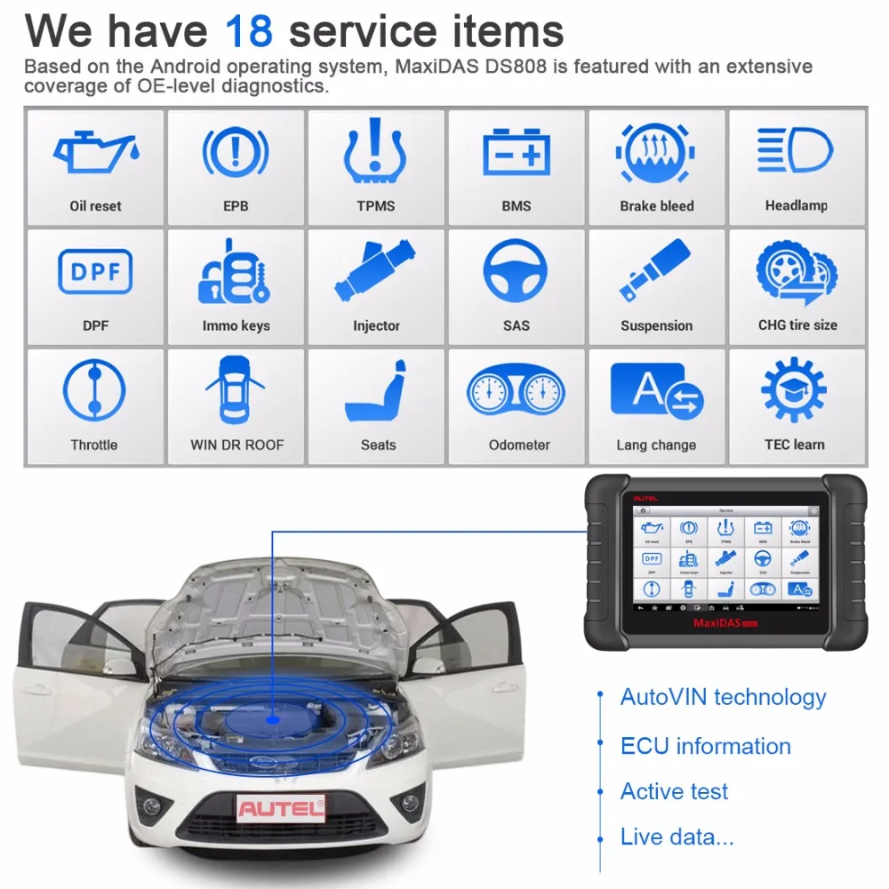 Сканер Aute maxnas DS808K OBD2 инструмент для диагностики автомобиля считыватель кодов все