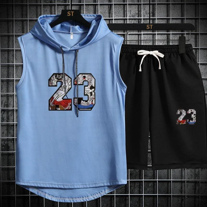 2 шт./компл. спортивный комплект мужские костюмы беговые рубашки/жилеты +