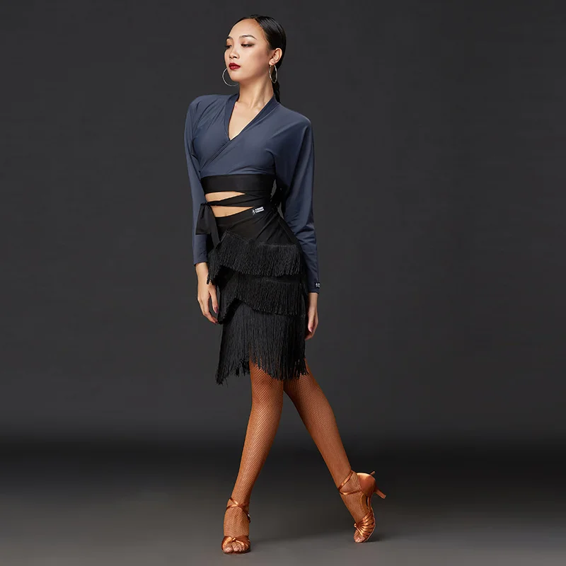 

Latin Dance Skirt Women Adult Sexy Fringe Practice Dress Ballroom Dance Competition Clothes Rumba Tango Samba Dance Wear DWY4650
