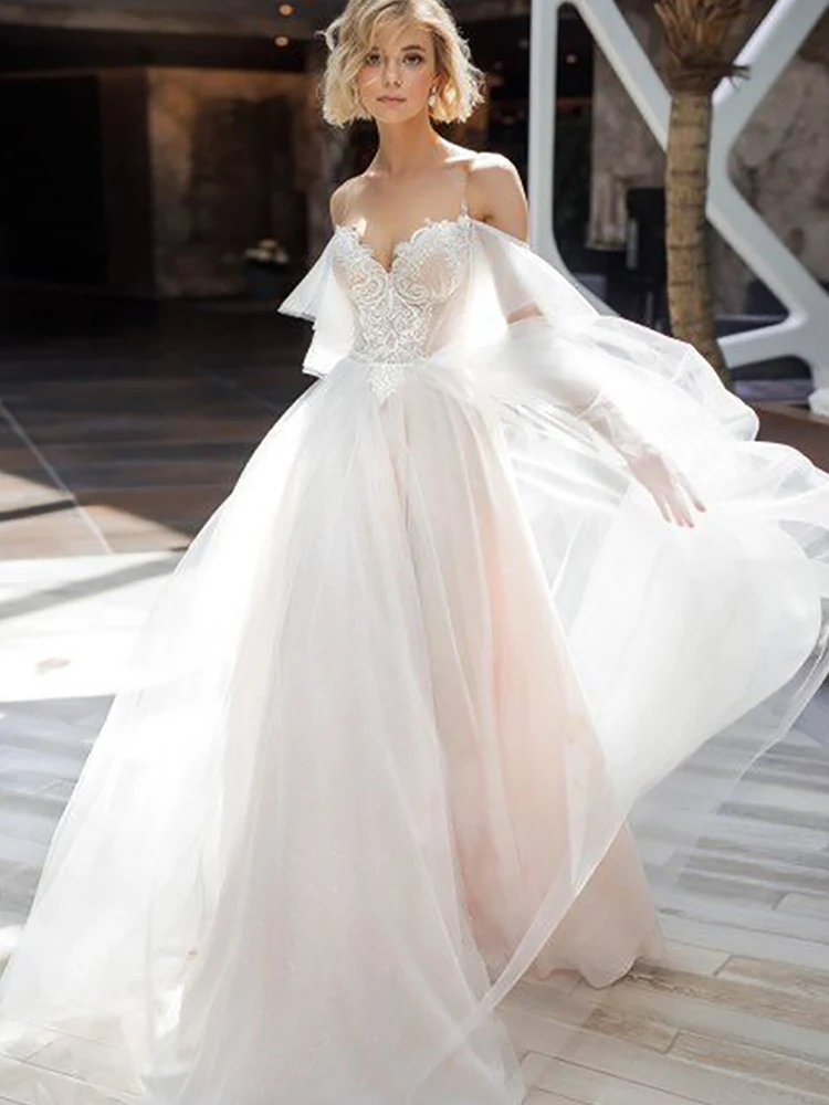 

BAZIIINGAAA Simple Wedding Dress Lace Little Beading Strapless Dress Luxury Wedding Gowns Bridal Can Be Washed Bride Dresses