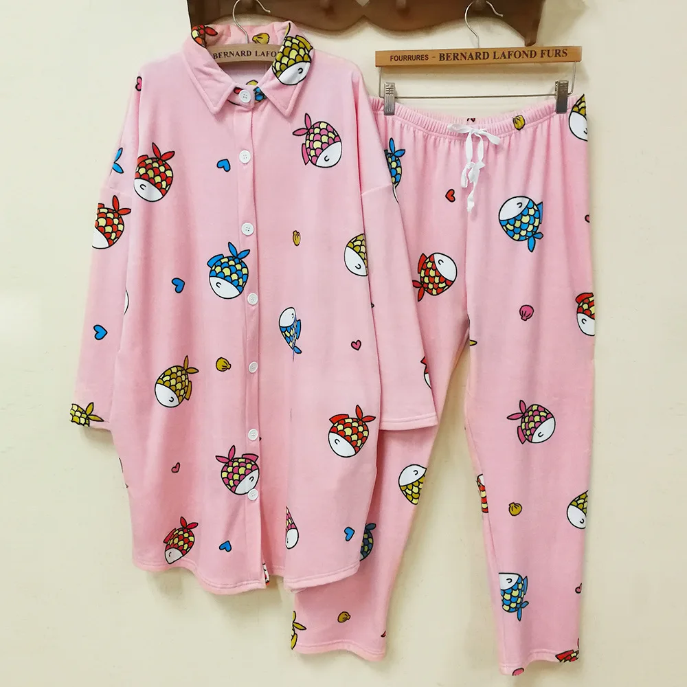 Двусторонняя пушистая Милая пижама с длинными рукавами и отложным воротником в