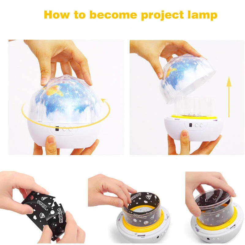 LED Night Light Starry Sky Magic Star Moon Cosmos Planet Projector Lamp Luminaria Colorful Rotate Flashing Kids Baby | Лампы и