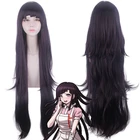 Парик Mikan Tsumiki для косплея, черный, фиолетовый, длинный прямой парик из данганронпа: Trigger, Длинные Синтетические волосы для косплея, 100 см
