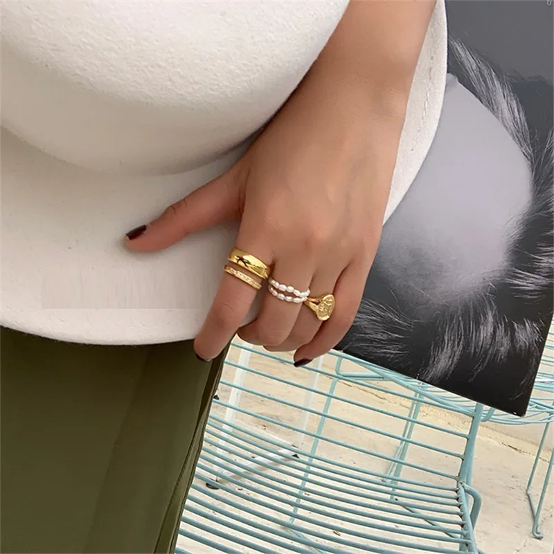 Женское кольцо с жемчугом AOMU геометрическое натуральным пресноводным и бусинами